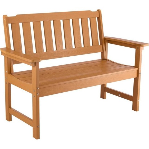 Banc de jardin 128cm - Banc de terrasse en plastique couleur bois - Banc de balcon pour véranda