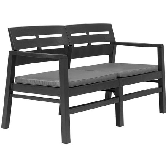 Banc de jardin à 2 places coussins 133 cm Plastique Anthracite