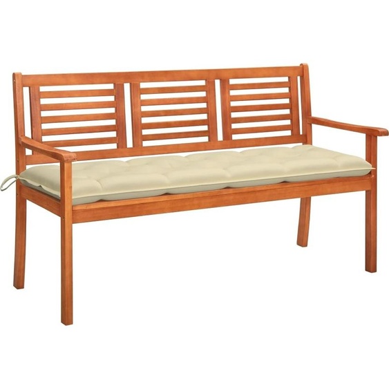 Banc de jardin 3 places avec coussin 150 cm Bois deucalyptus