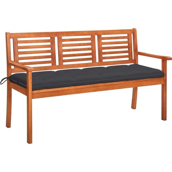 Banc de jardin 3 places avec coussin 150 cm Bois deucalyptus