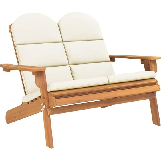 Banc de jardin Adirondack et coussins 126 cm bois massif acacia