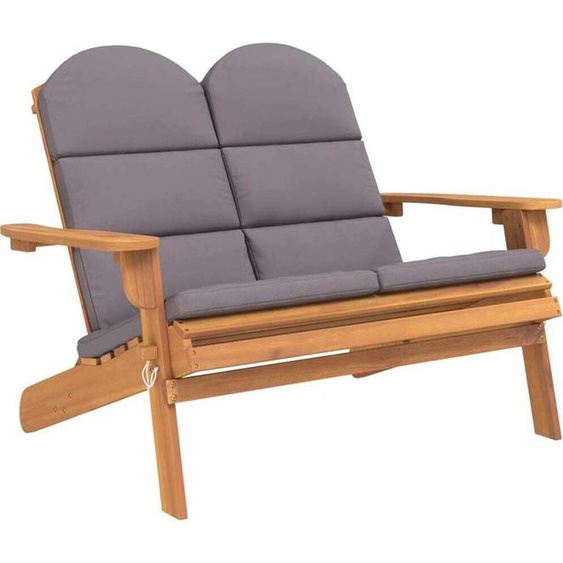 Banc de jardin Adirondack et coussins 126 cm bois massif acacia