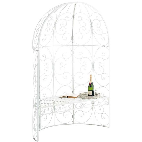 Banc de jardin avec arche à rosiers en métal blanc style vintage MDJ10182