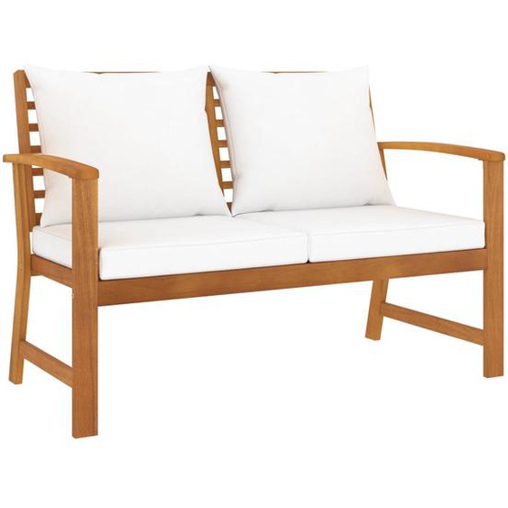 Banc de jardin avec coussin crème 120 cm Bois solide dacacia
