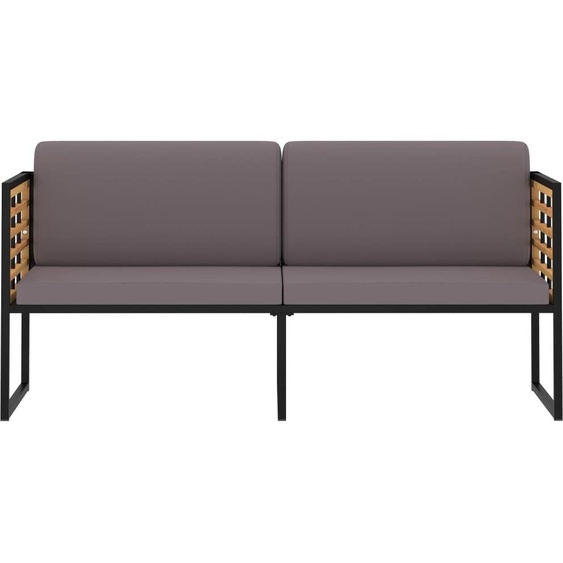 Banc de jardin avec coussins 136 cm bois massif acacia gris foncé