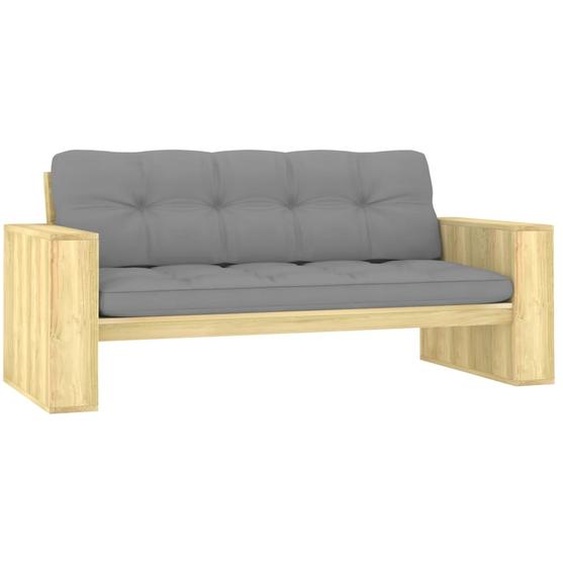 Banc de jardin avec coussins gris 179 cm Pin imprégné