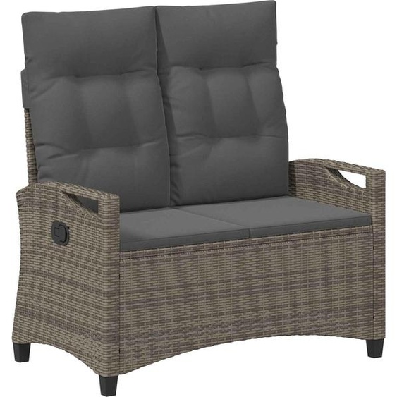 Banc de jardin avec coussins gris et gris foncé 105 x 60 x 112 cm