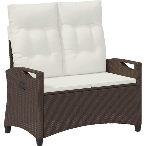 Banc de jardin avec coussins marron et crème 105 x 60 x 112 cm
