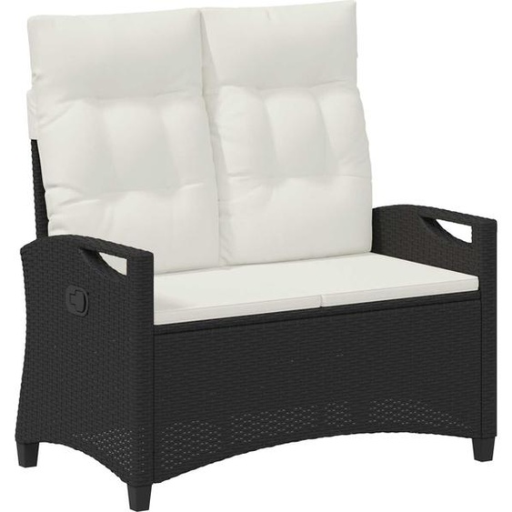 Banc de jardin avec coussins noir et crème 105 x 60 x 112 cm