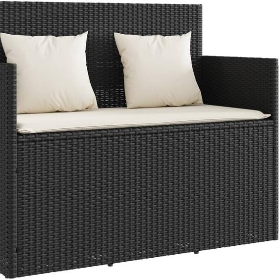 Banc de jardin avec coussins noir résine tressée