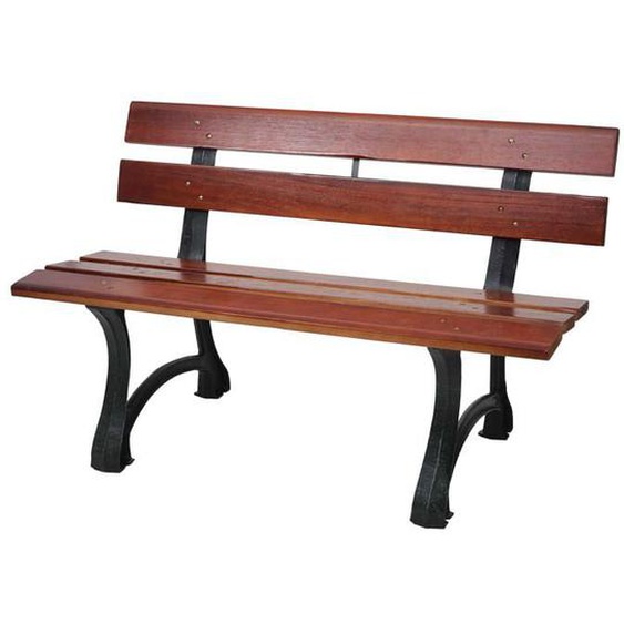 Banc de jardin avec dossier en bois et fonte 2 places 125 cm marron 04_0005831
