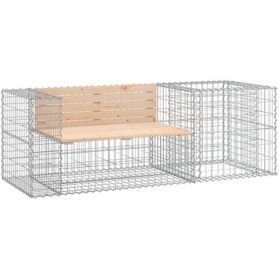 Banc de jardin avec panier en gabion bois massif de pin