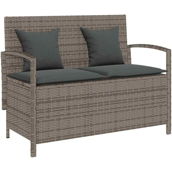 Banc de jardin avec rangement et coussins Gris Poly Rattan