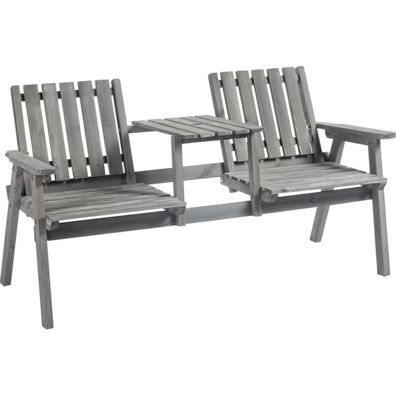 Banc de jardin avec table et ensemble de sièges, 2 chaises en bois massif, gris