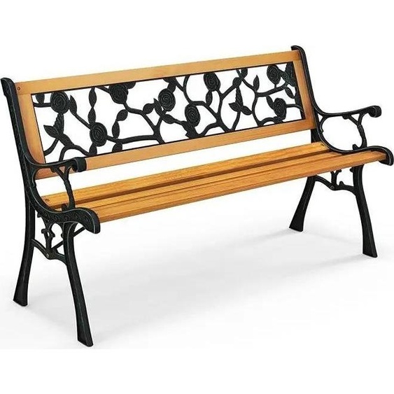 Banc de jardin - Banc de balcon 2 places - Résistant aux intempéries - Avec accoudoirs et dossier - Pour balcon/terrasse - 126 x 52 x 74 cm - Noir
