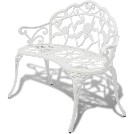 Banc de jardin - Banc dextérieur - Banc de terrasse - Banc de parc - Banc en aluminium moulé - Résistant aux intempéries - 100 cm - Blanc