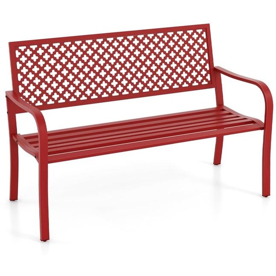 Banc de jardin - Banc dextérieur - Banc public - Banc lounge - Banc en métal - Banc design en métal, couleur rouge