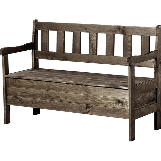 Banc de jardin - Banc en bois - Avec dossier - 120 cm - Avec coffre de rangement - Pour terrasse et balcon - Marron