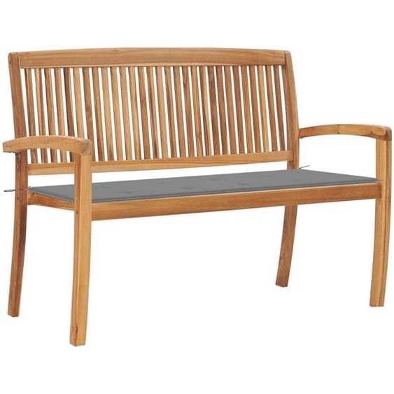 Banc de jardin empilable et coussin 128,5cm Bois de teck massif