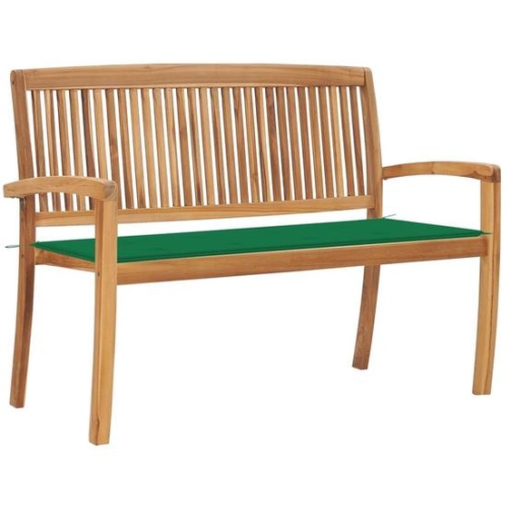 Banc de jardin empilable et coussin 128,5cm Bois de teck massif