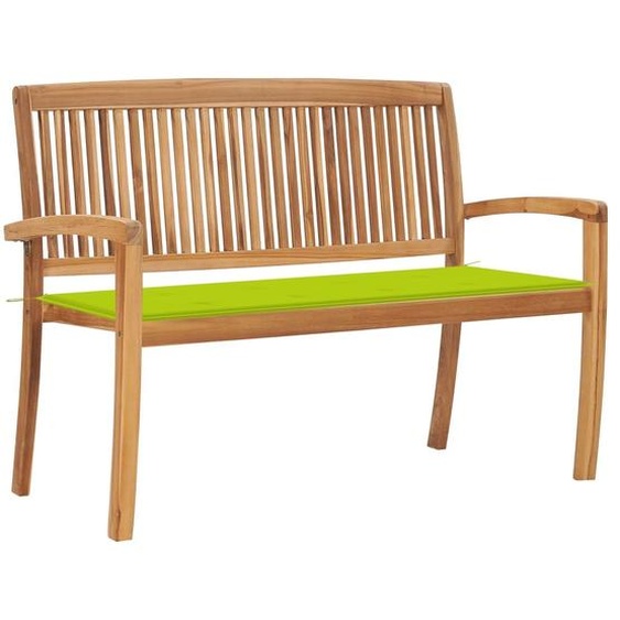 Banc de jardin empilable et coussin 128,5cm Bois de teck massif