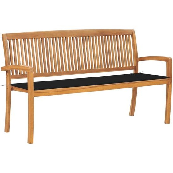 Banc de jardin empilable et coussin 159 cm Bois de teck massif