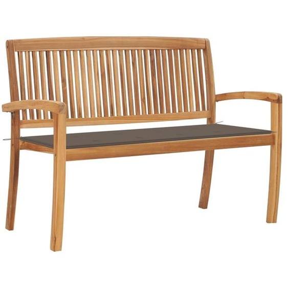 Banc de jardin empilable et coussin 128,5cm Bois de teck massif