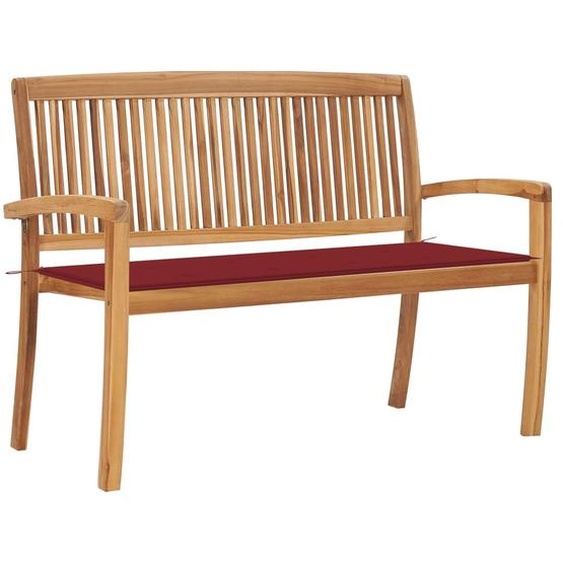 Banc de jardin empilable et coussin 128,5cm Bois de teck massif
