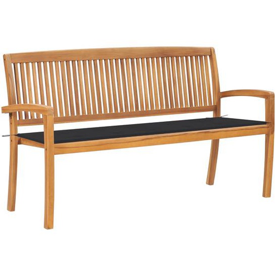 Banc de jardin empilable et coussin 159 cm Bois de teck massif