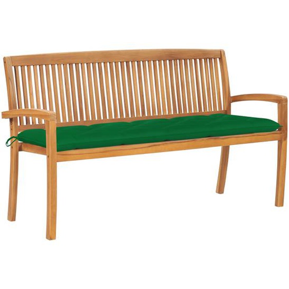 Banc de jardin empilable et coussin 159 cm Bois de teck massif