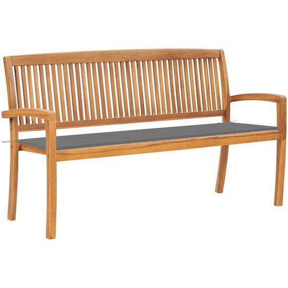 Banc de jardin empilable et coussin 159 cm Bois de teck massif
