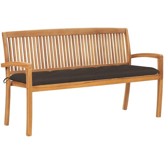 Banc de jardin empilable et coussin 159 cm Bois de teck massif