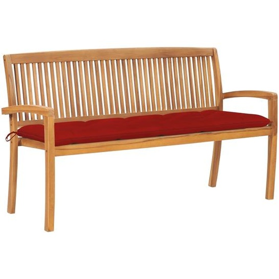 Banc de jardin empilable et coussin 159 cm Bois de teck massif