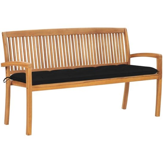 Banc de jardin empilable et coussin 159 cm Bois de teck massif