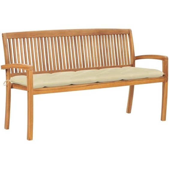 Banc de jardin empilable et coussin 159 cm Bois de teck massif