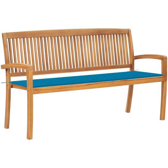 Banc de jardin empilable et coussin 159 cm Bois de teck massif
