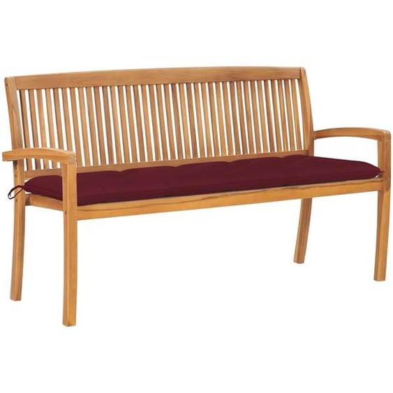 Banc de jardin empilable et coussin 159 cm Bois de teck massif