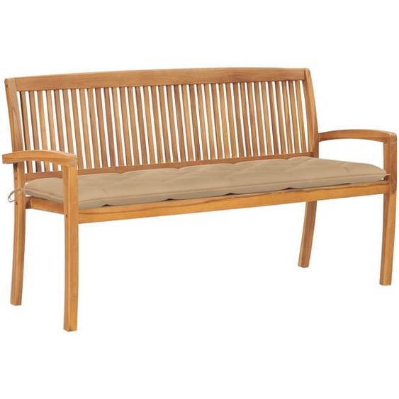 Banc de jardin empilable et coussin 159 cm Bois de teck massif