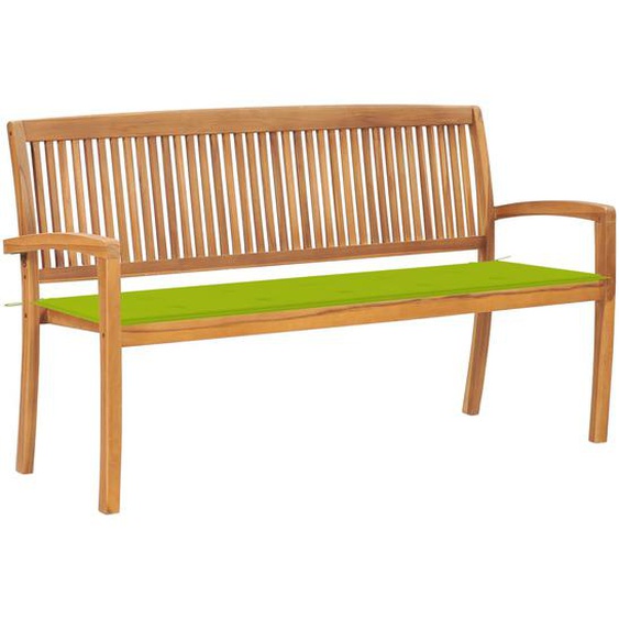 Banc de jardin empilable et coussin 159 cm Bois de teck massif
