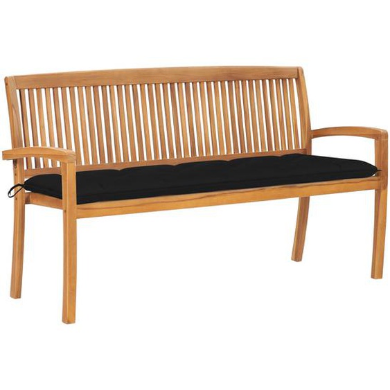 Banc de jardin empilable et coussin 159 cm Bois de teck massif