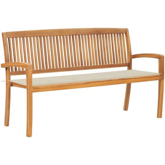 Banc de jardin empilable et coussin 159 cm Bois de teck massif
