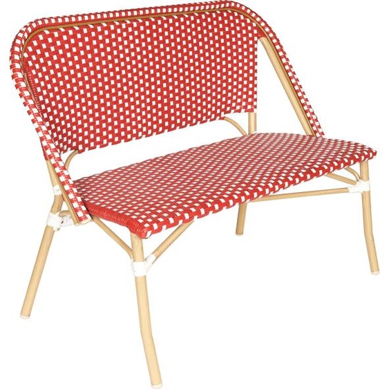 Banc de jardin en alumunium et rotin synthétique blanc et rouge - Oviala Belleville