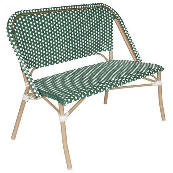Banc de jardin en alumunium et rotin synthétique blanc et vert - Oviala