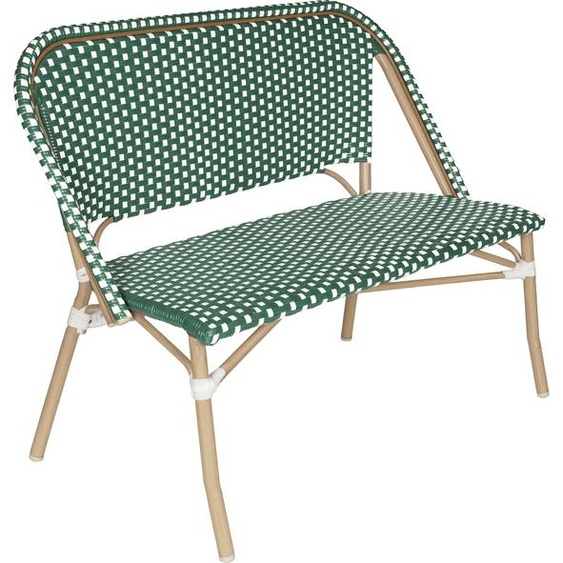 Banc de jardin en alumunium et rotin synthétique blanc et vert - Oviala Belleville