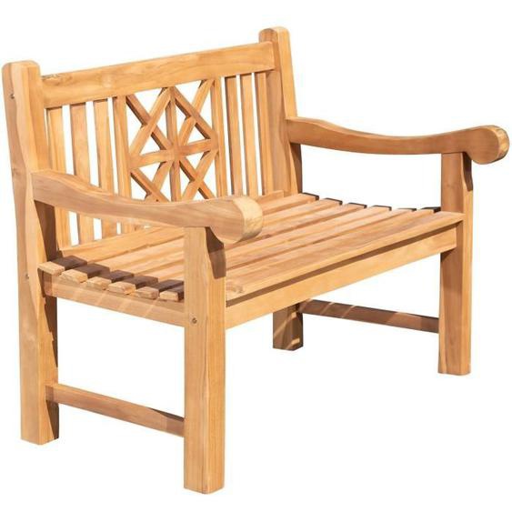Banc de jardin en bois de teck robuste FLORIDA - CLP - 120 cm x 72 cm x 92 cm - Marron