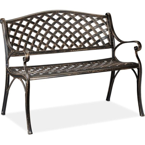 Banc de jardin en métal noir et bronze