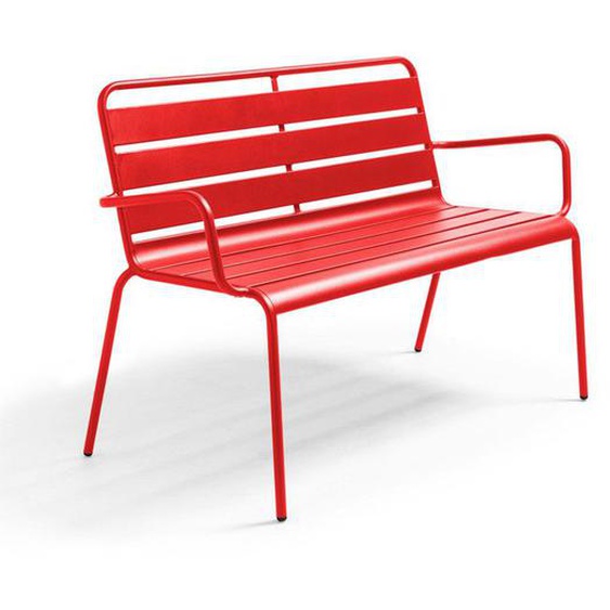 Banc de jardin en métal rouge Palavas Oviala