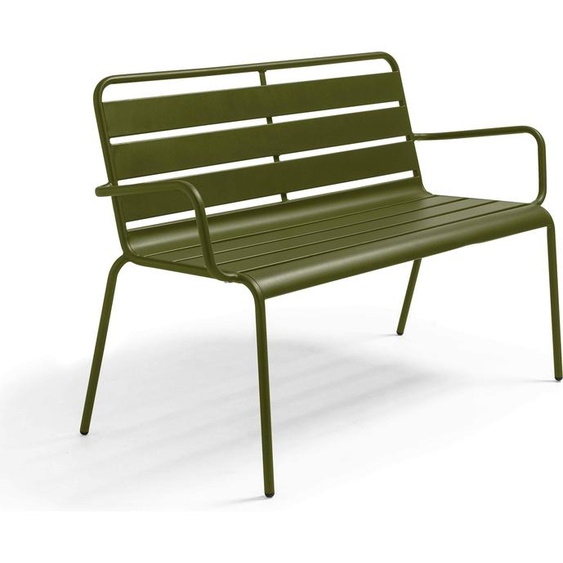 Banc de jardin en métal vert kaki - Oviala Palavas