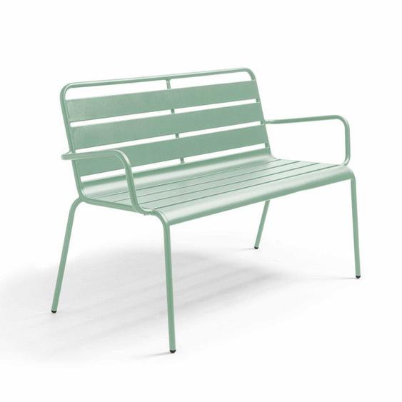 Banc de jardin en métal vert sauge Palavas Oviala