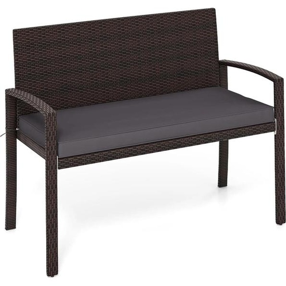 Banc de jardin en polyrotin - Banc deux places - Avec coussins dassise - Résistant aux intempéries - Charge maximale 360 kg - Montage facile - Gris foncé